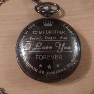 To My Brother Pocket Watch | Engraved Gift for Brother | Classic Quartz Watch